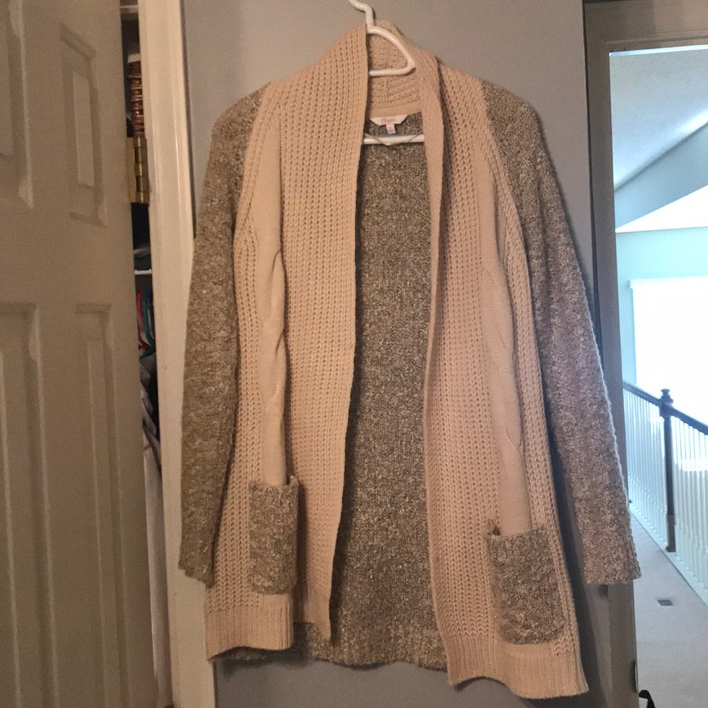 White fuzzy cardigan